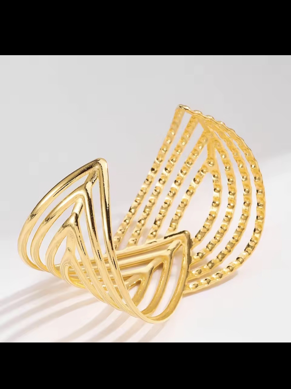 Gold Sculptural Open Cuff Bracelet